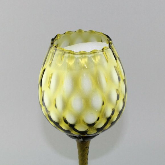 MCM Dabs Italy Dark Green Blown Glass Tall Stem - Picture 8 of 12